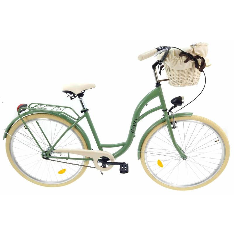 Bicicleta dama cu cos Davi® Lila 1 viteze Roata 28″, 160-185 cm, Verde