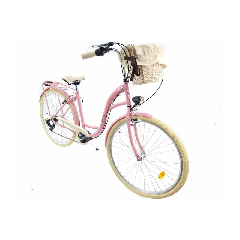 Bicicleta dama cu cos Davi® Emma 7 viteze Roata 28″, 160-185 cm, Roz
