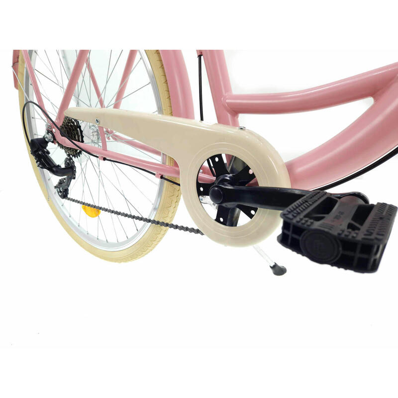 Bicicleta dama cu cos Davi® Emma 7 viteze Roata 28″, 160-185 cm, Roz