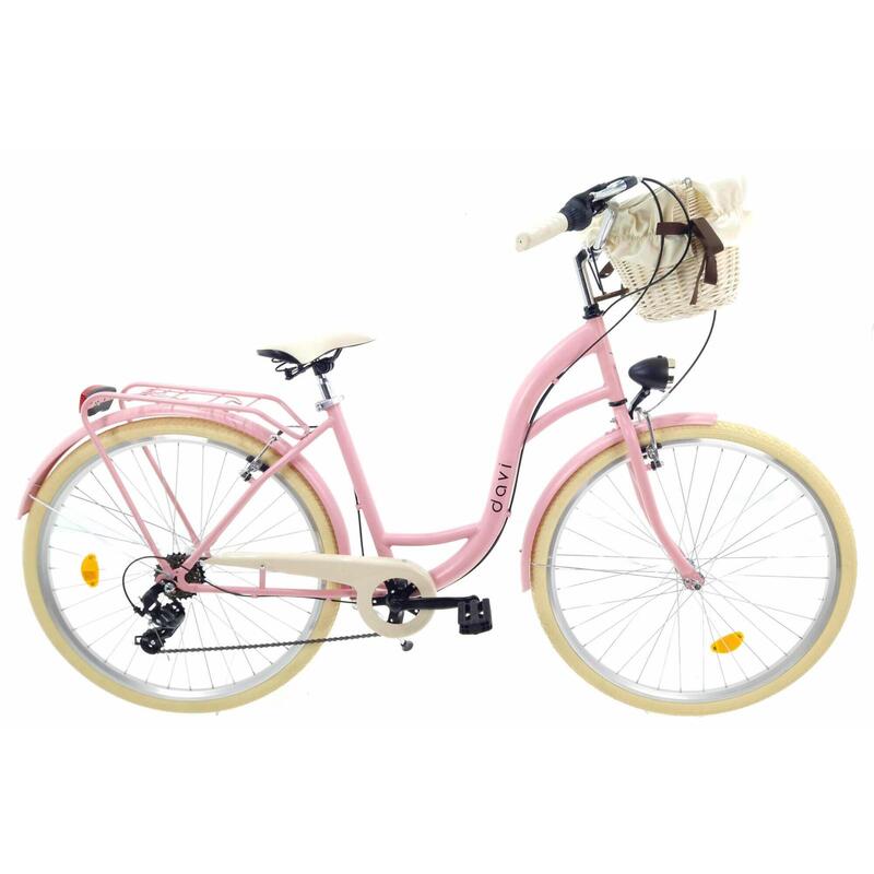 Bicicleta dama cu cos Davi® Davi Emma 7 viteze Roata 28″, 160-185 cm, Roz