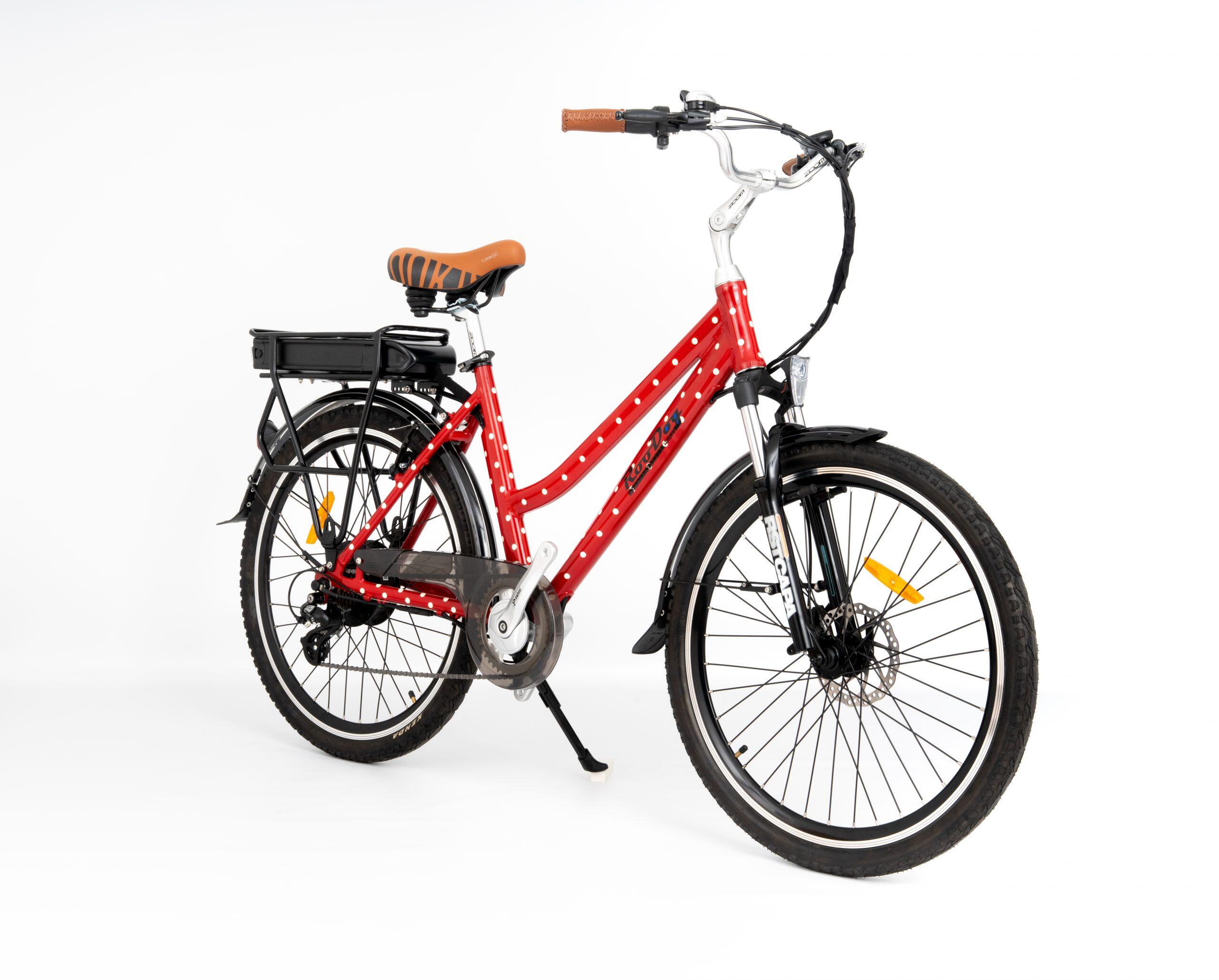 ROODOG RooDog Polka Dot Step Through Hybrid Electric Bike, 10Ah - Red Polka