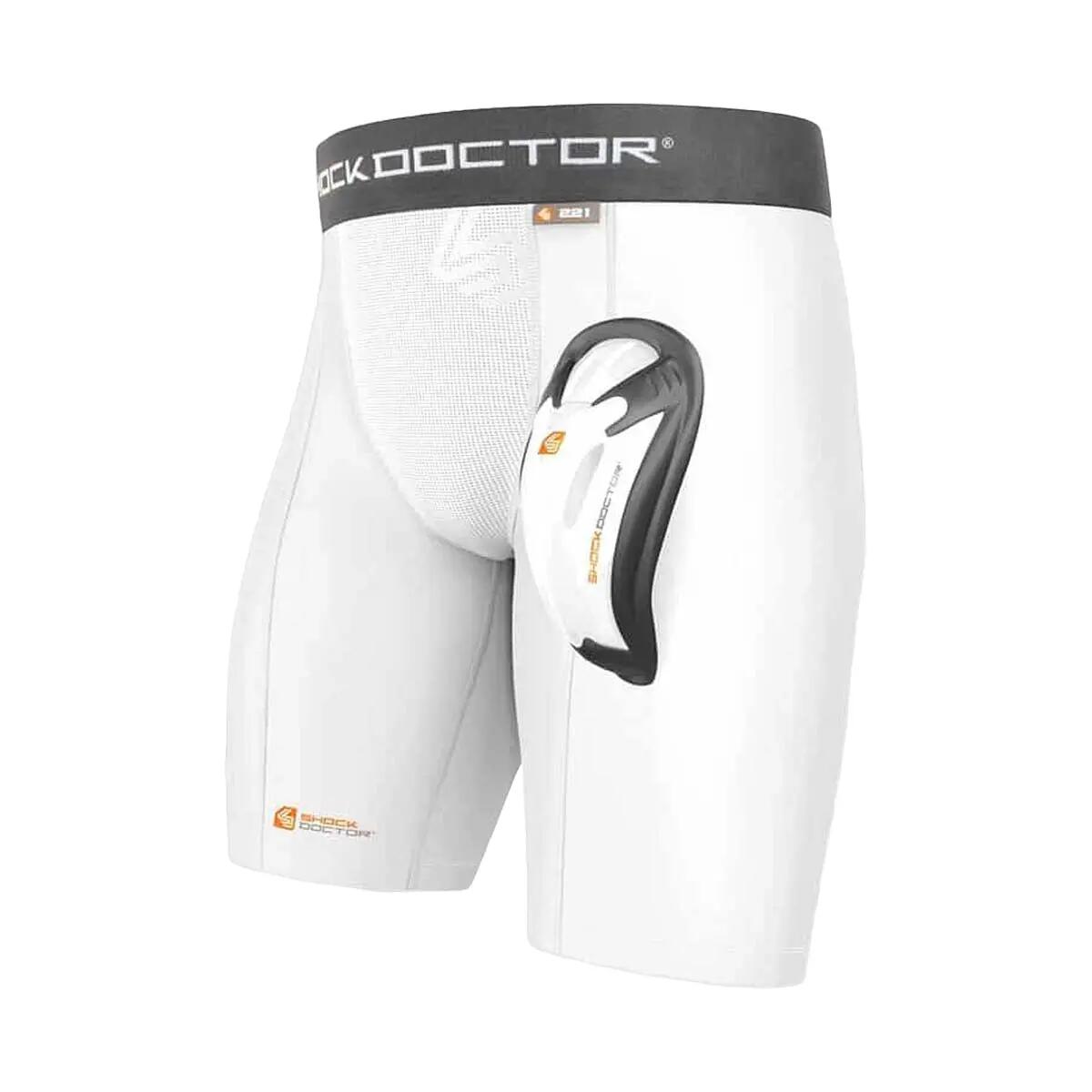 Pantaloncini Compressione con Conchiglia Shock Doctor BioFlex Bianchi XL 2/2