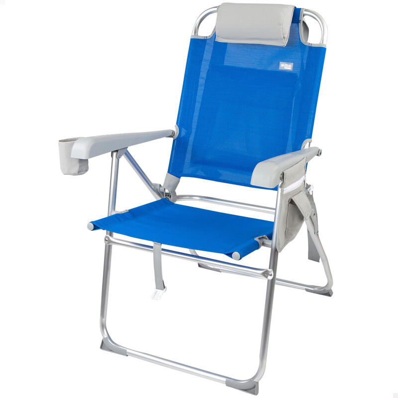 Silla de playa plegable superresistente c/cojín y bolsa 47x63x99cm Aktive