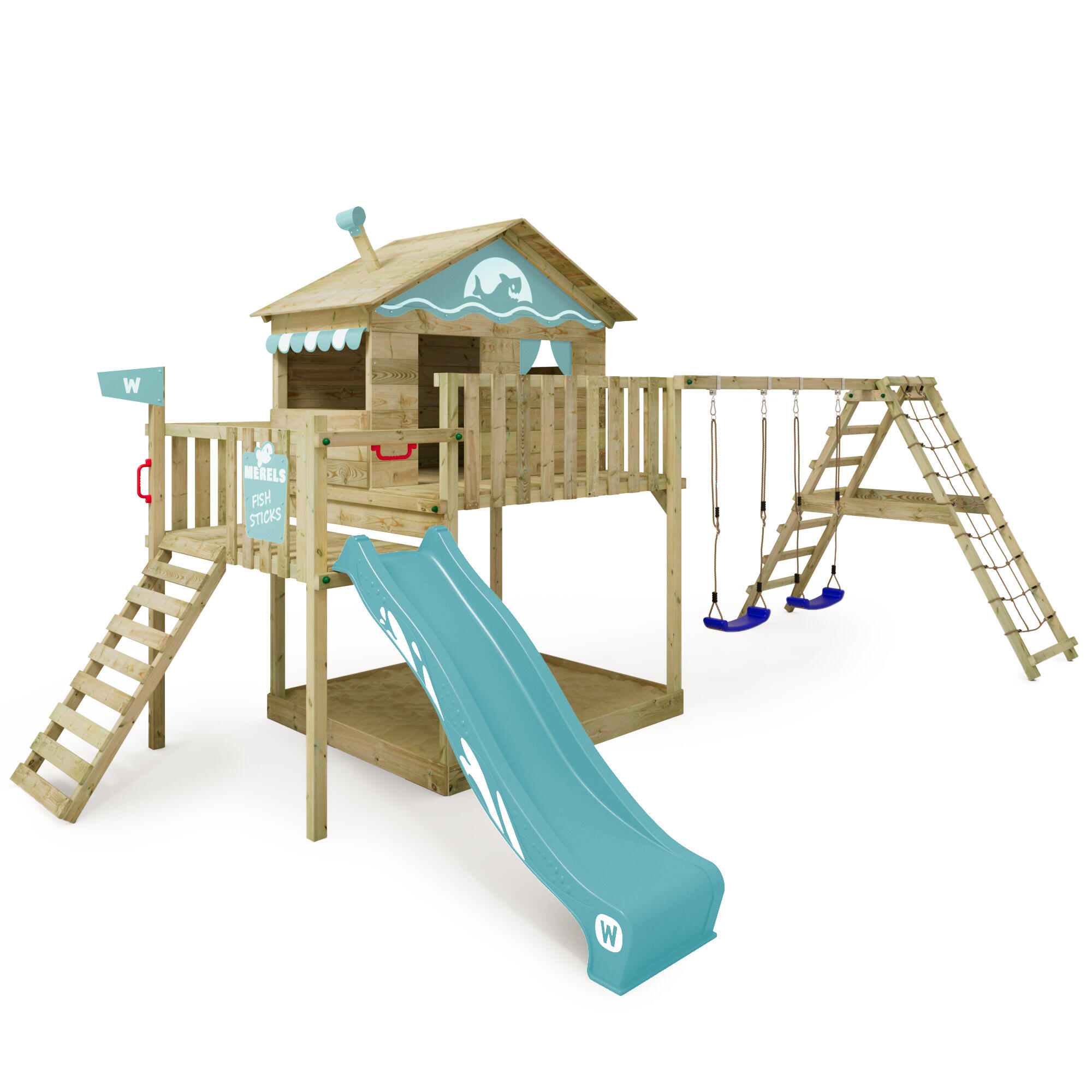 Wickey - Aire De Jeux Smart Ocean Avec Balançoire Et Toboggan Bleu Pastel - Aire De Jeu - Bleu - No Size - Decathlon