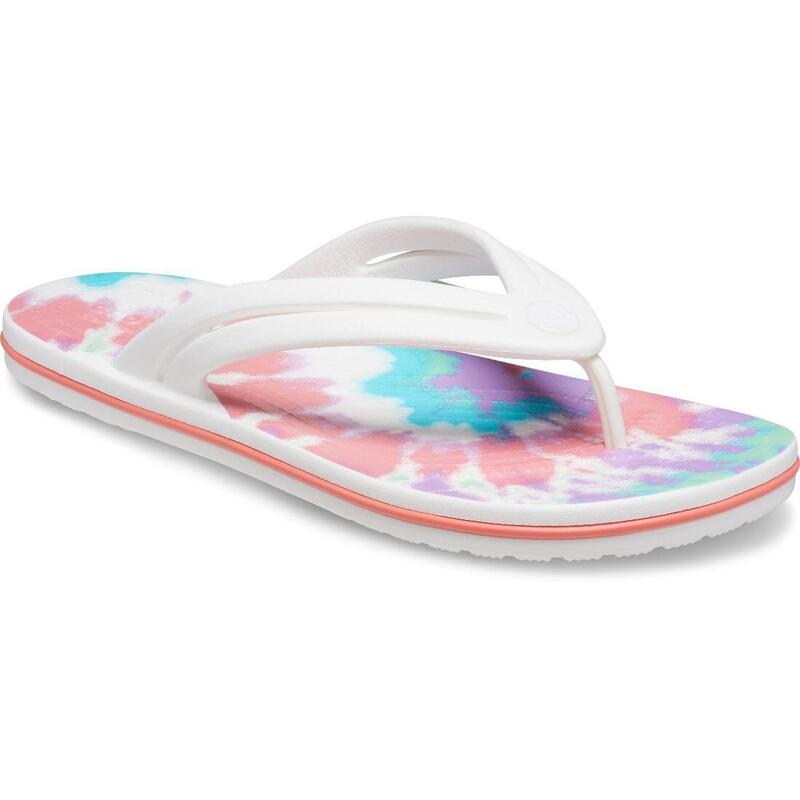 Crocs - 女裝 Crocband 紮染拖鞋 - 藕粉色/混色