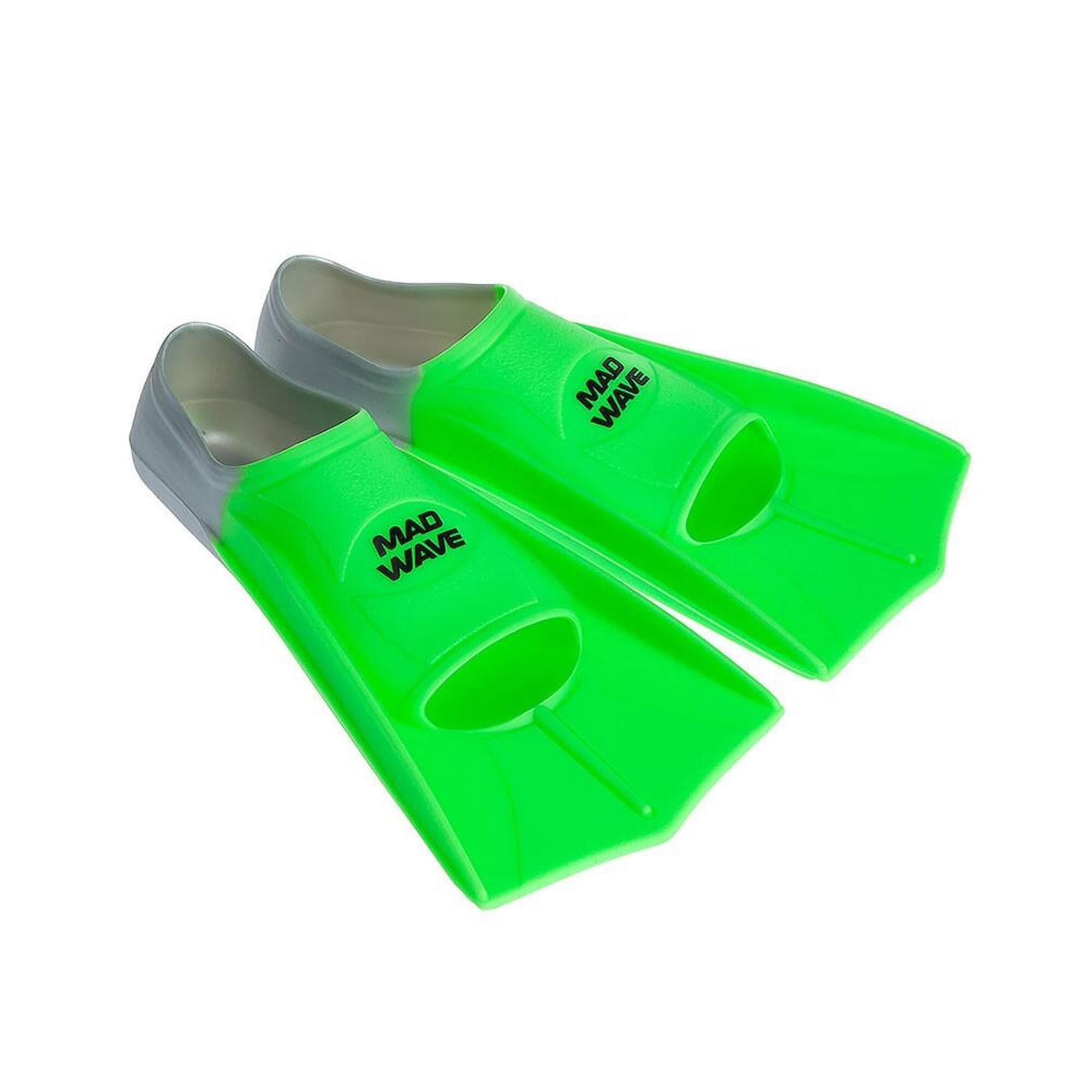 Barbatanas de natação curtas MAD WAVE FINS TRAINING Verdes