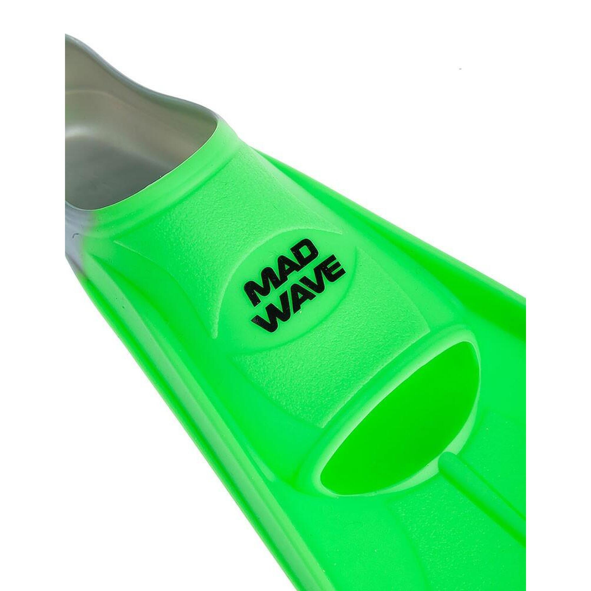 Barbatanas de natação curtas MAD WAVE FINS TRAINING Verdes
