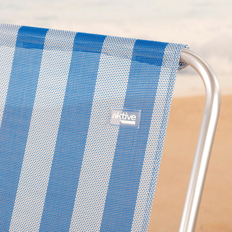 Cadeira de praia dobrável fixa azul alumínio Aktive