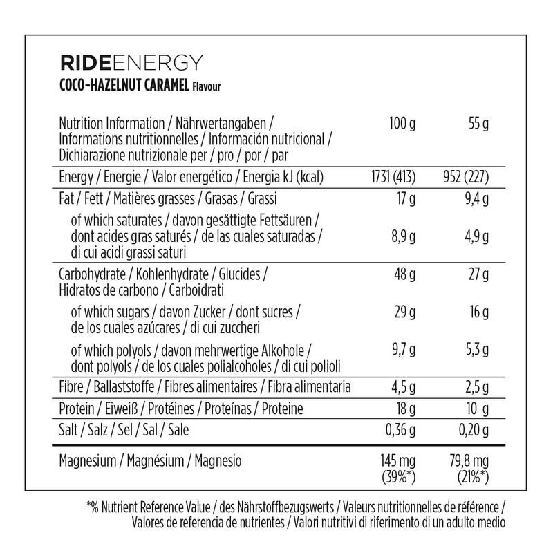 Boîte Ride energy bar (18X55g) | Coconut Hazelnut Caramel