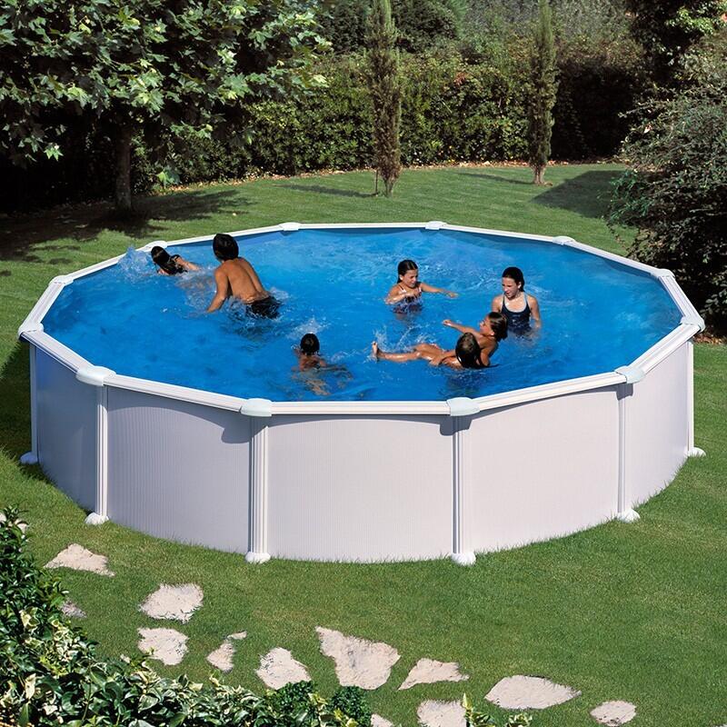 Piscina desmontável redonda Ø 460cm e altura 120cm em aço branco GRE Fidji