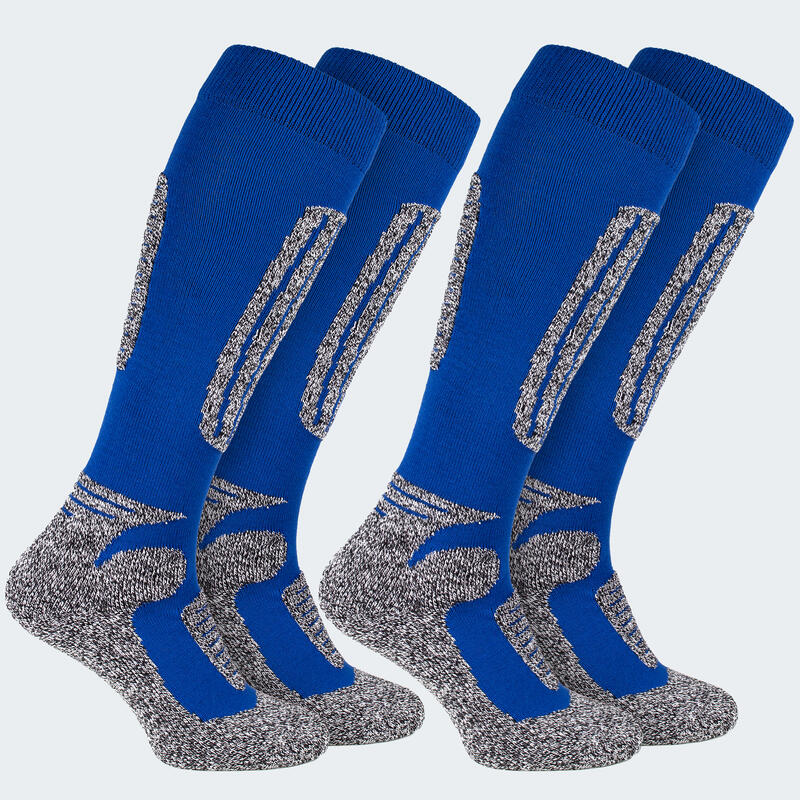 Șosete de schi căptușite 'snow' | 2 perechi | femei și bărbați | Albastru