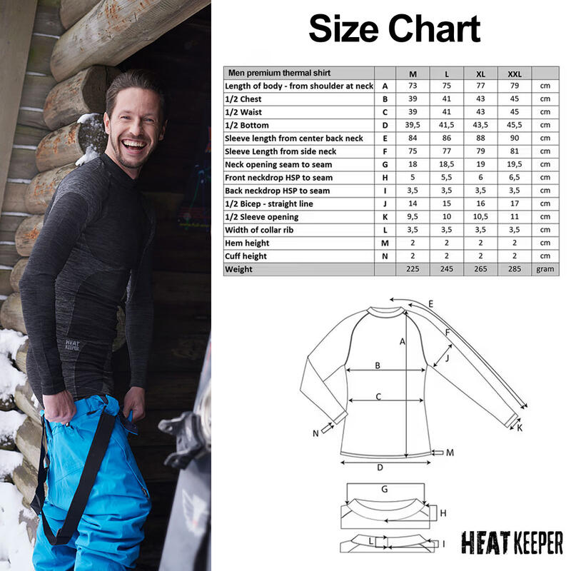 Heat Keeper Thermoshirt Lange Mouw Heren Premium Zwart Melange