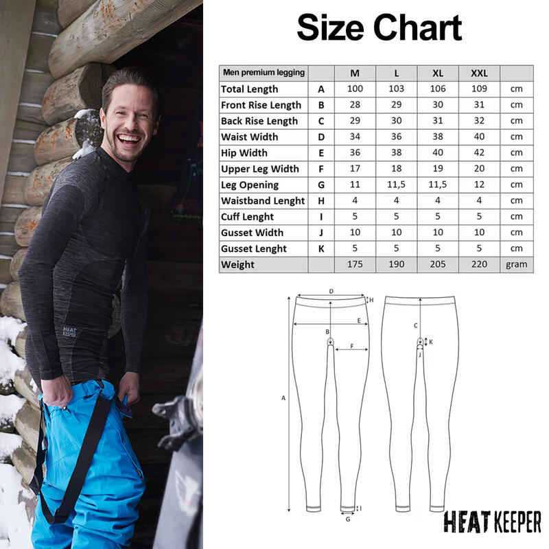 Heatkeeper legging thermique Homme Premium Noir Melange