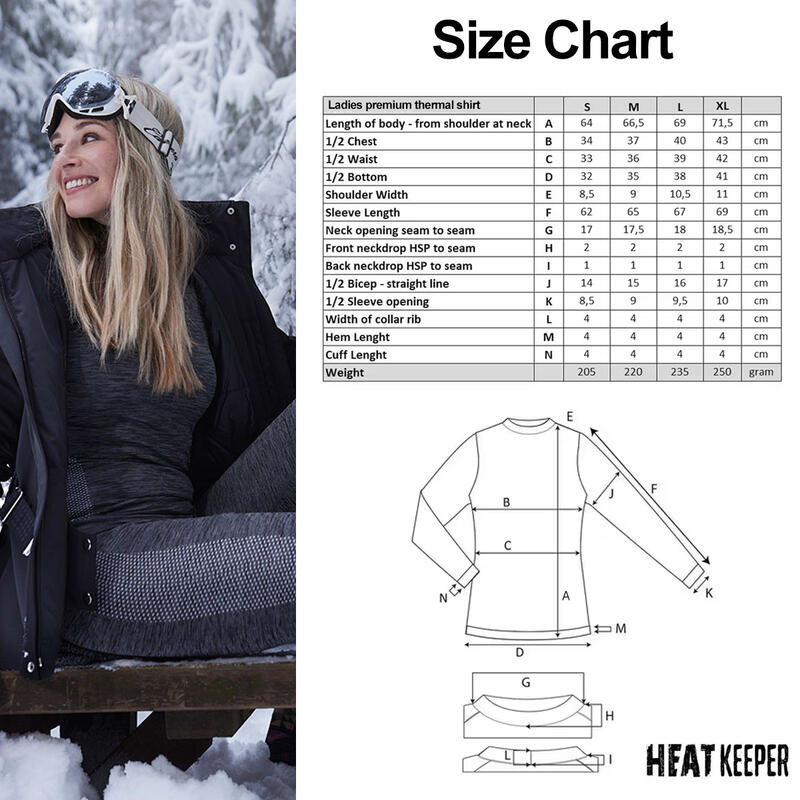 Heat Keeper Thermoset Dames Premium - Thermoshirt + Thermo Legging - Zwart