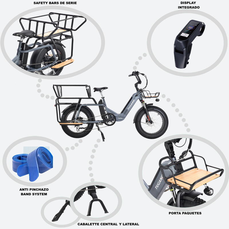 Bicicleta eléctrica Family Cargo TUC TUC X-Road Gray