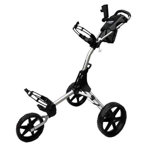 Silver compact folding golf push buggy