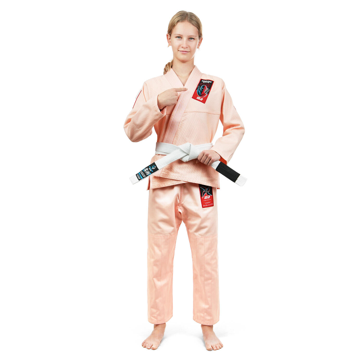 Kimono/Gi do BJJ dla dzieci Ground Game Ninja brzoskwiniowe 1/7