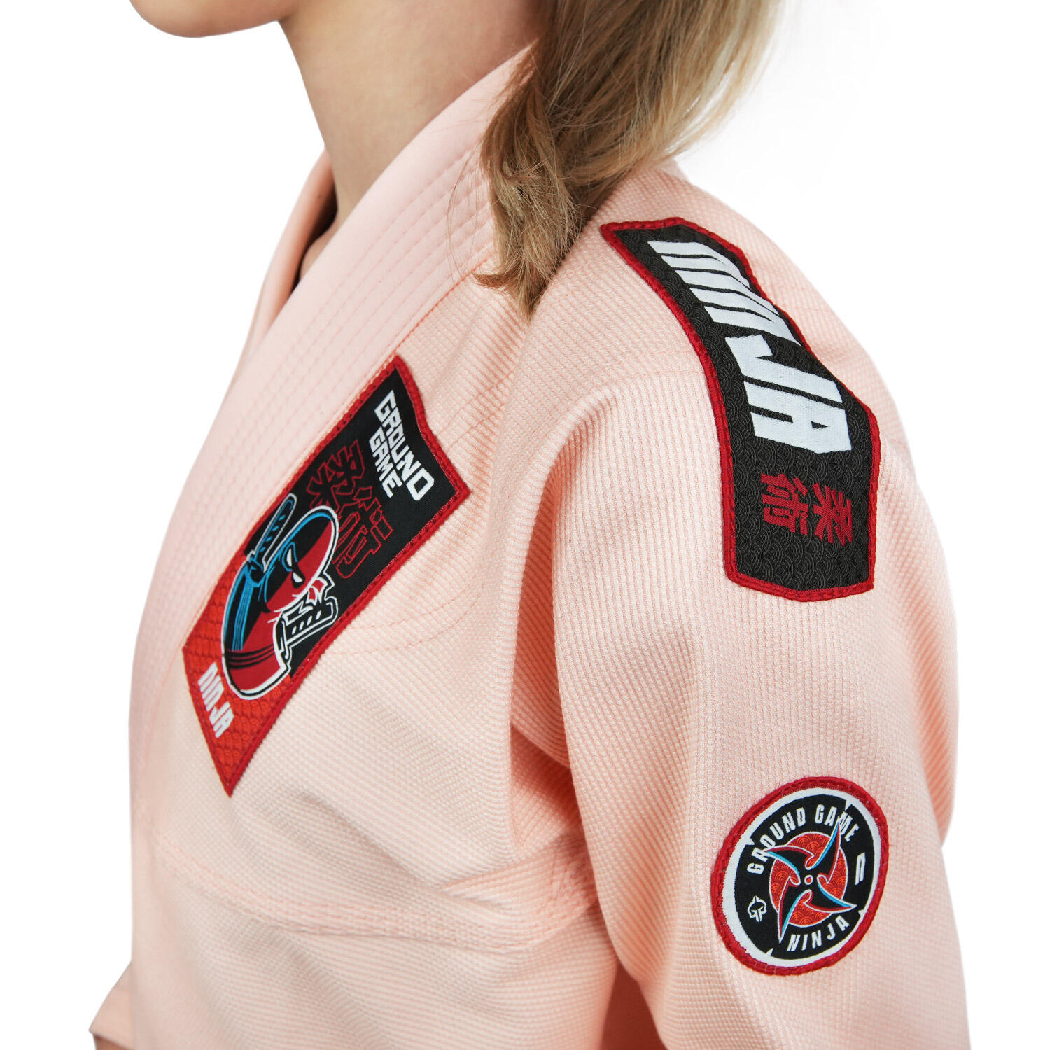 Kimono/Gi do BJJ dla dzieci Ground Game Ninja brzoskwiniowe 2/7