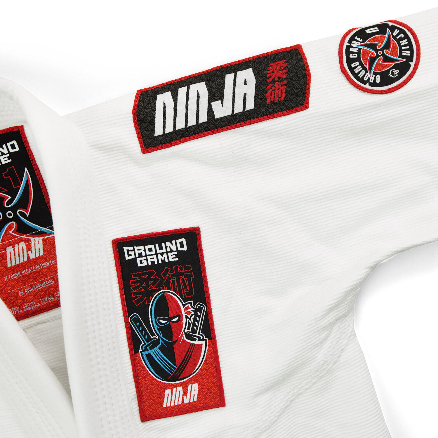 Kimono/Gi do BJJ dla dzieci Ground Game Ninja białe 6/7