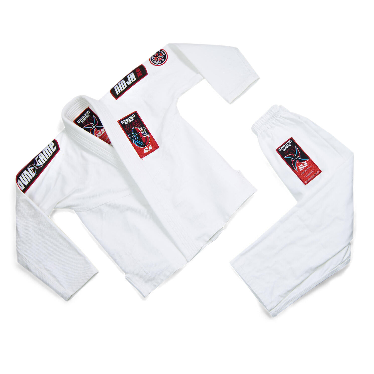 Kimono/Gi do BJJ dla dzieci Ground Game Ninja białe 7/7