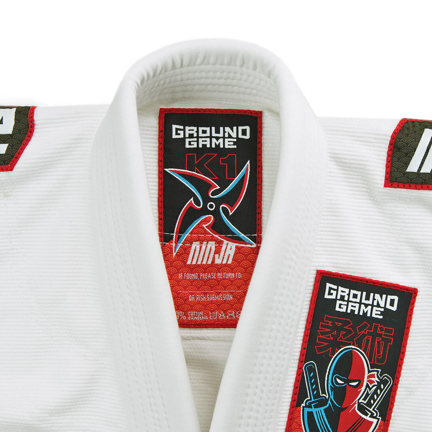 Kimono/Gi do BJJ dla dzieci Ground Game Ninja białe 5/7