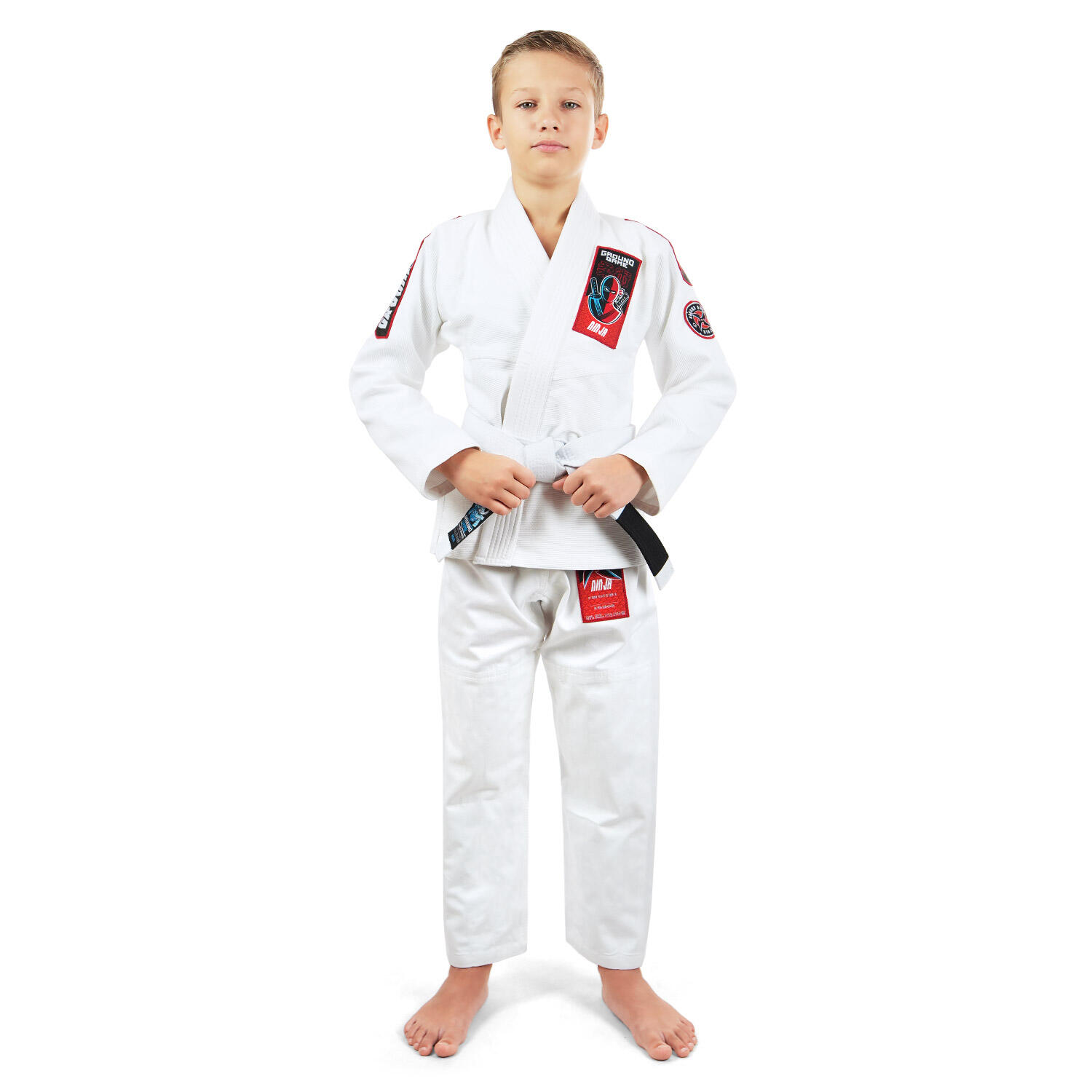 Kimono/Gi do BJJ dla dzieci Ground Game Ninja białe 1/7