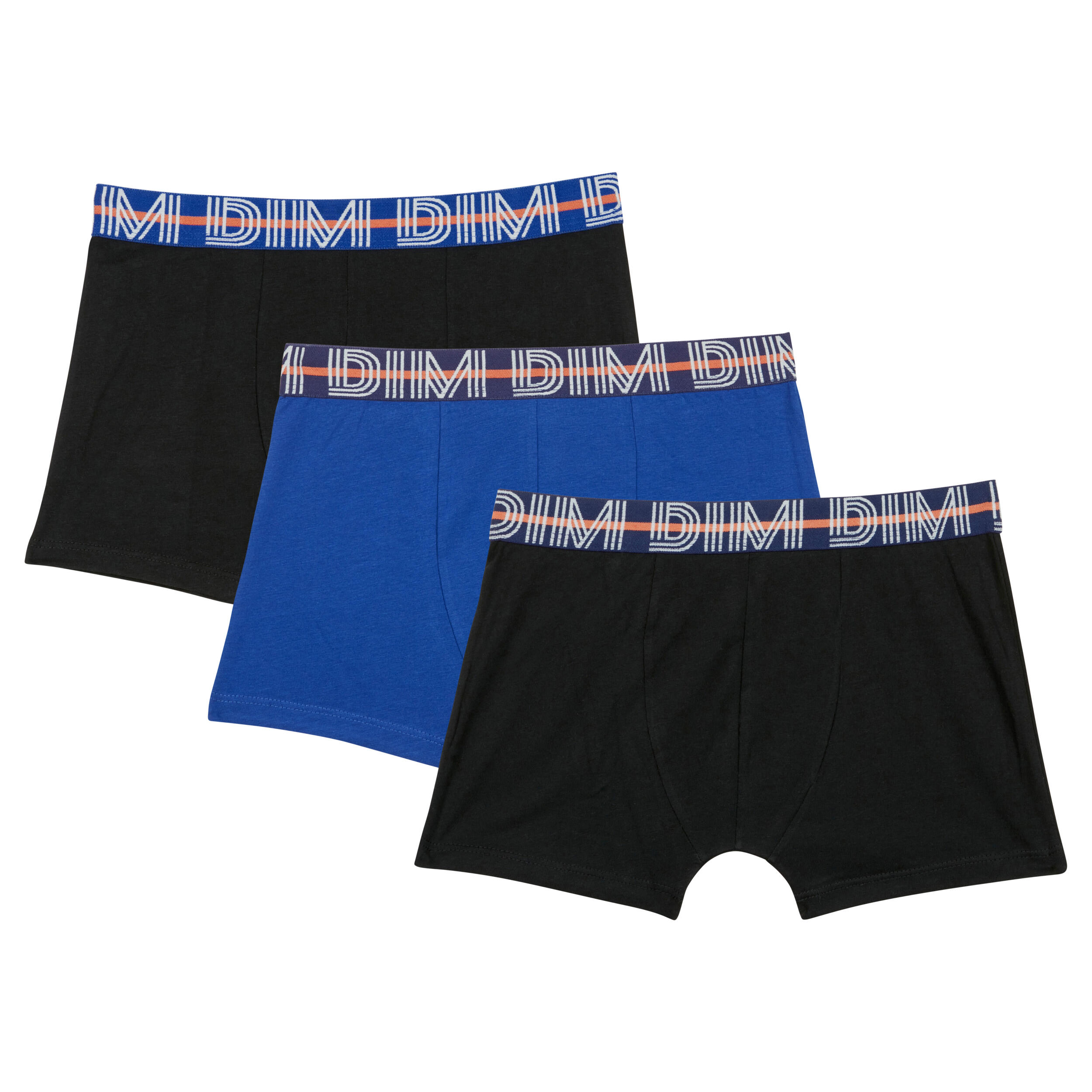 Dim - Lot De 3 Boxers Enfant Coton Ecodim - Caleçon - Bleu|noir - 6 À 8 Ans - Decathlon