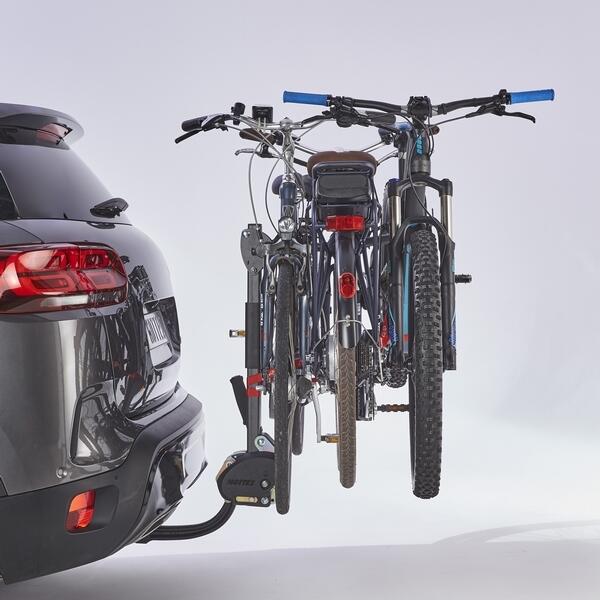 Porte-vélo 3 vélos électriques suspendus sur attelage rabattable HERCULE 3 ELEC 2/5
