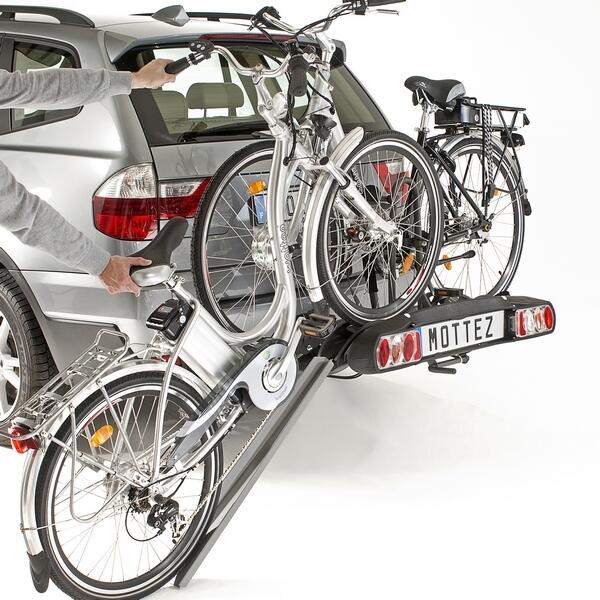Porte-vélo 2 vélos électriques plateforme sur attelage rabattable ZEUS V2