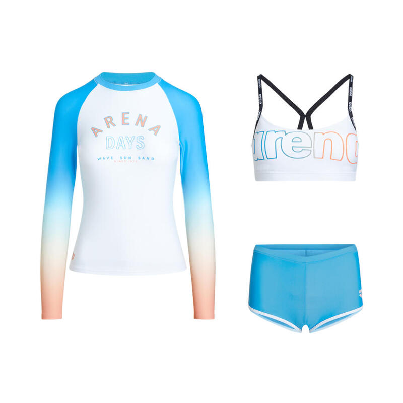 LADIES PASTEL POP 2.0 SPORTY BRA TOP SET WITH LONG SLEEVE TOP - BLUE