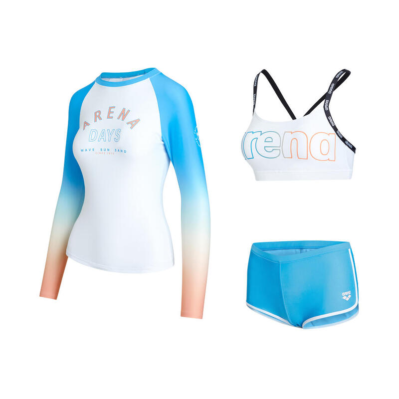 LADIES PASTEL POP 2.0 SPORTY BRA TOP SET WITH LONG SLEEVE TOP - BLUE