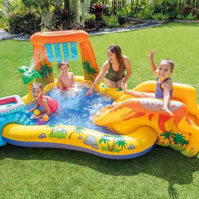 Dinosaur Play Center Kids Inflatable Waterslide Pool