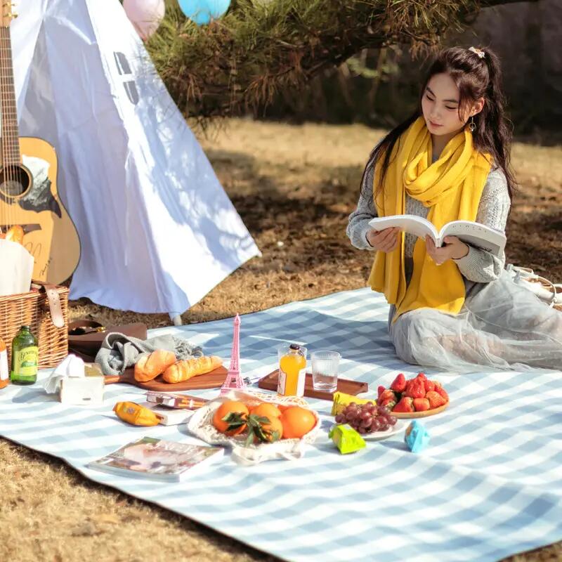 Estera impermeable outdoor celeste 4/4