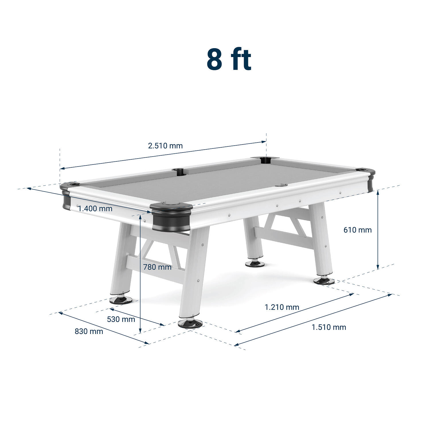 Billardtisch Outdoor 8 ft (Tischmaß: 251x140 cm) Billard Unisex 3/6