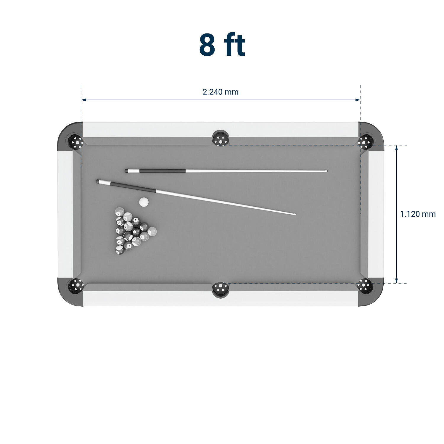 Billardtisch Outdoor 8 ft (Tischmaß: 251x140 cm) Billard Unisex 2/6