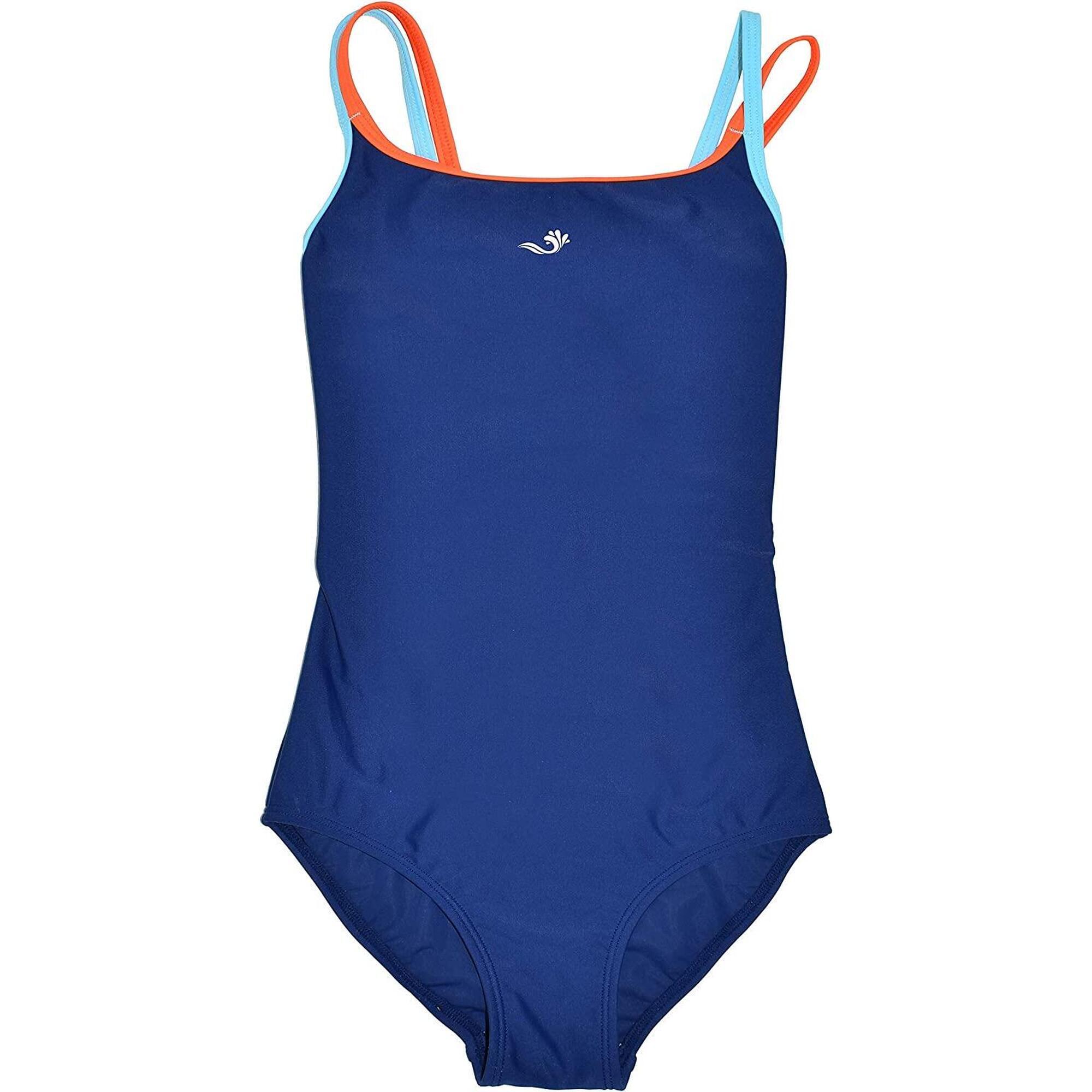 女童運動游泳衣 - 海軍藍