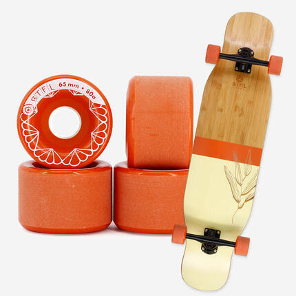BTFL Longboard roulettes set 65 x 45 mm - 80A - jeu de 4 - rouge