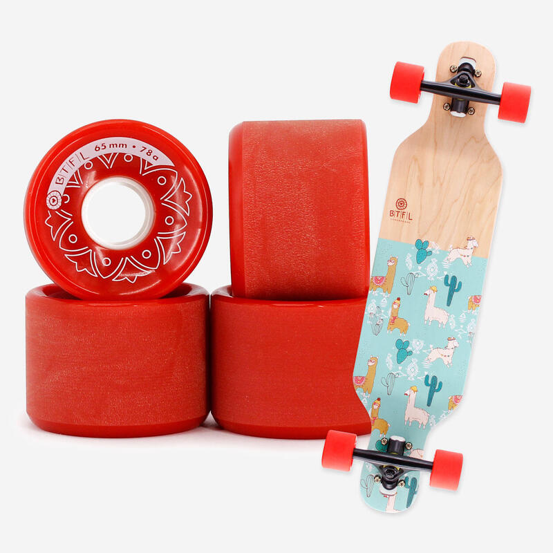 BTFL Longboard Rollen Set 65 x 47 mm - 78A - 4er Set - rot