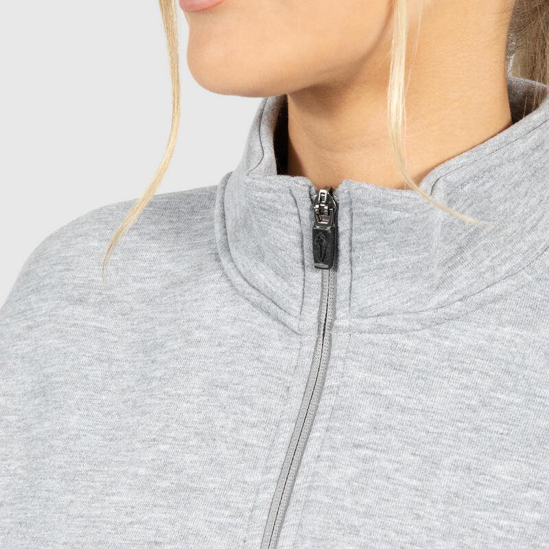 Damen Sweatshirt Half Zip Teresita Grau Melange für Sport & Freizeit