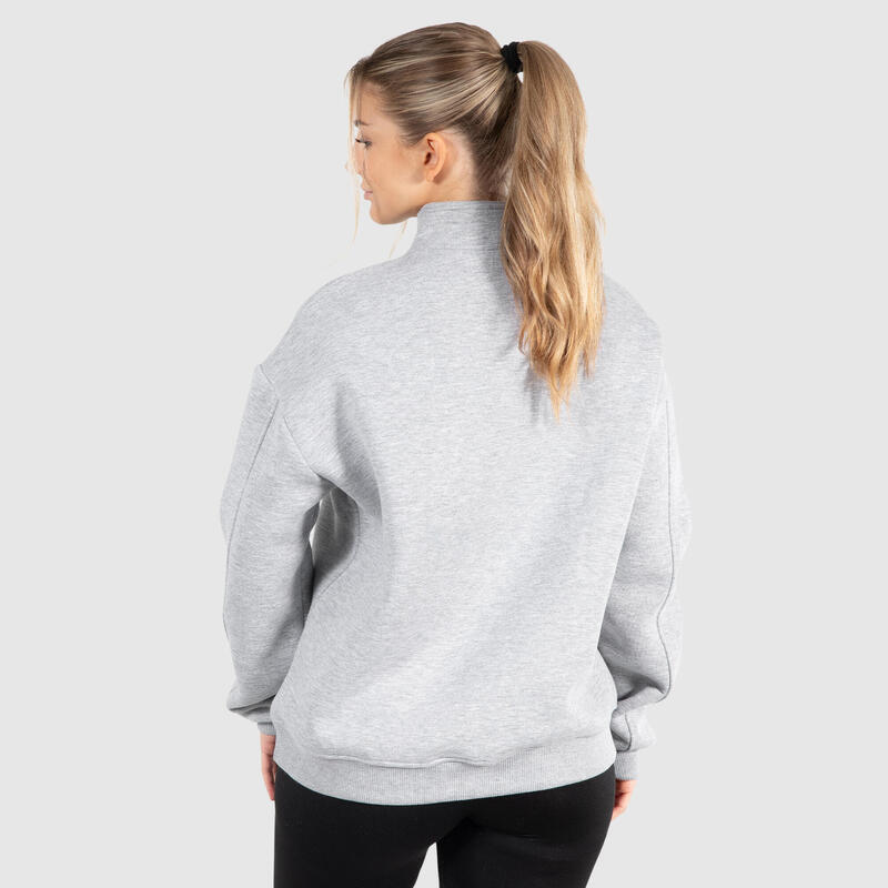 Damen Sweatshirt Half Zip Teresita Grau Melange für Sport & Freizeit