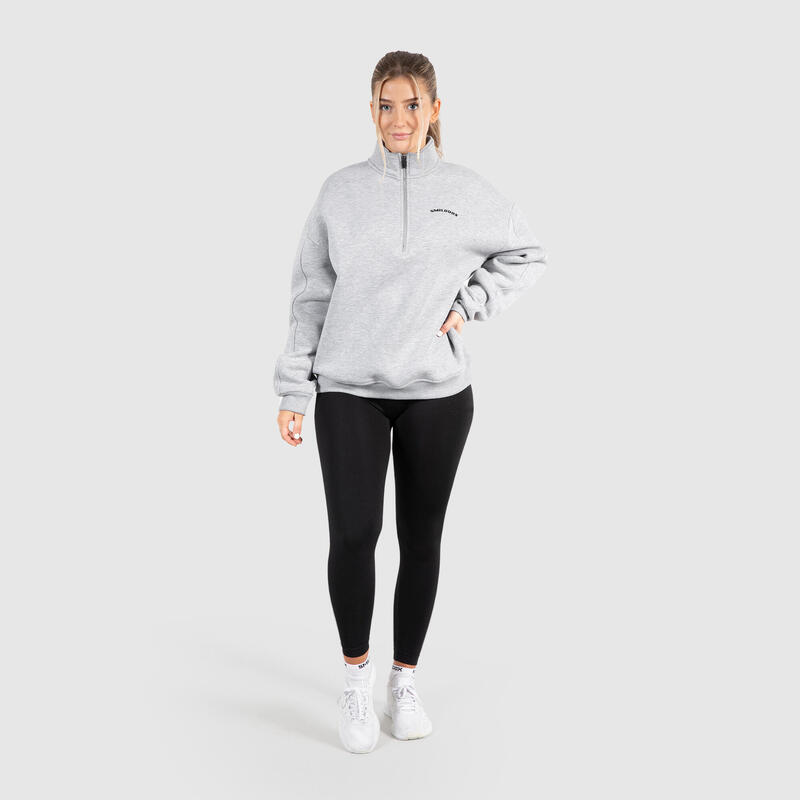 Damen Sweatshirt Half Zip Teresita Grau Melange für Sport & Freizeit