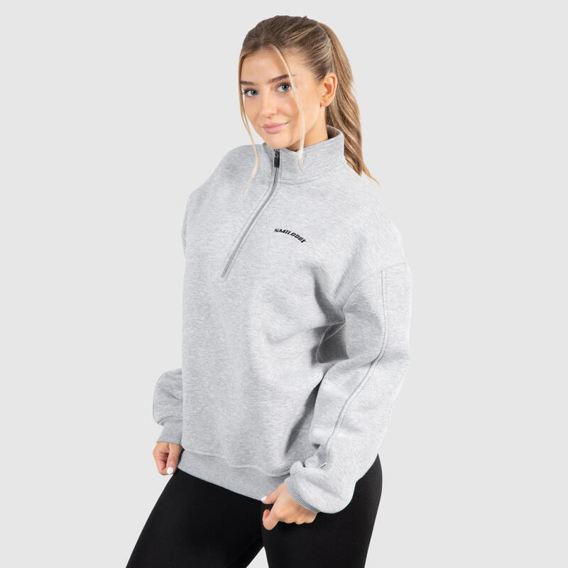 Damen Sweatshirt Half Zip Teresita Grau Melange für Sport & Freizeit