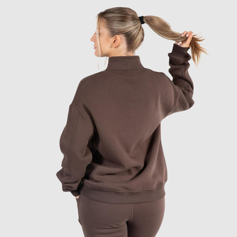 Damen Sweatshirt Half Zip Teresita Braun für Sport & Freizeit