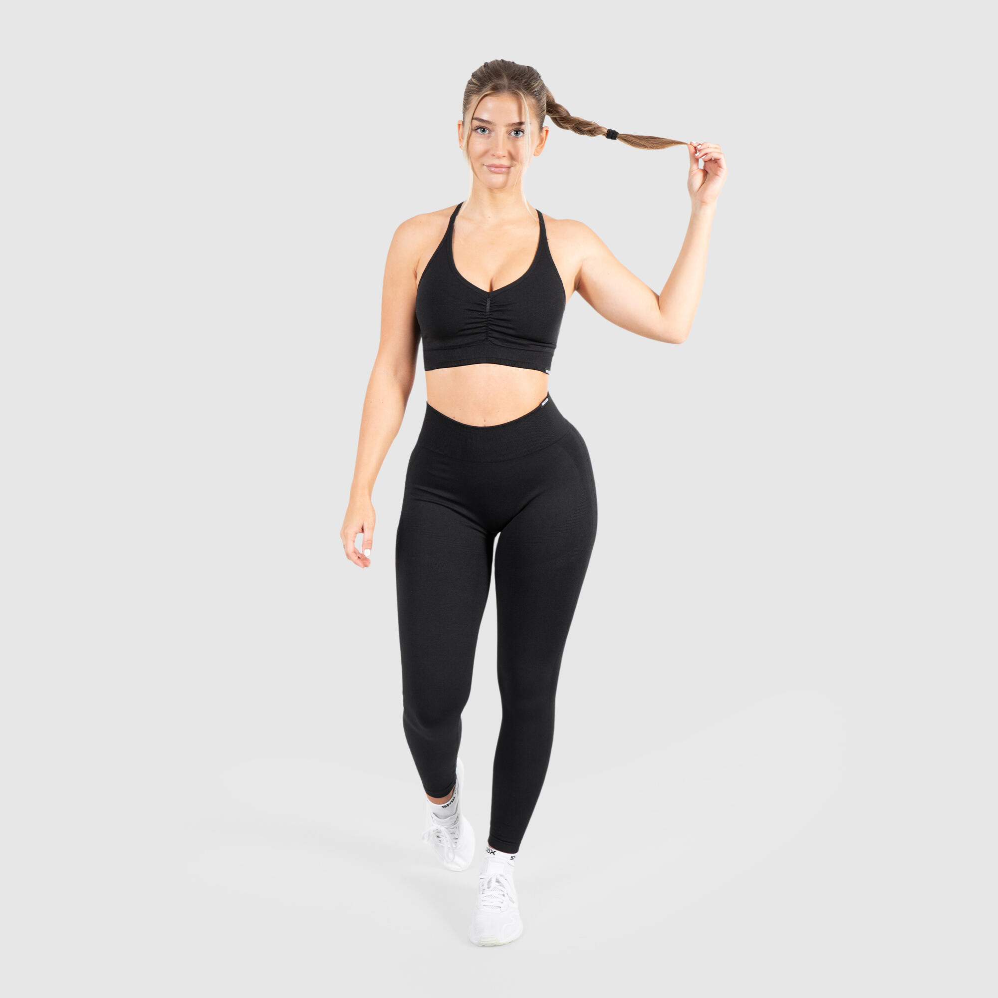 Damen Leggings Solid Scrunch Schwarz 3/6