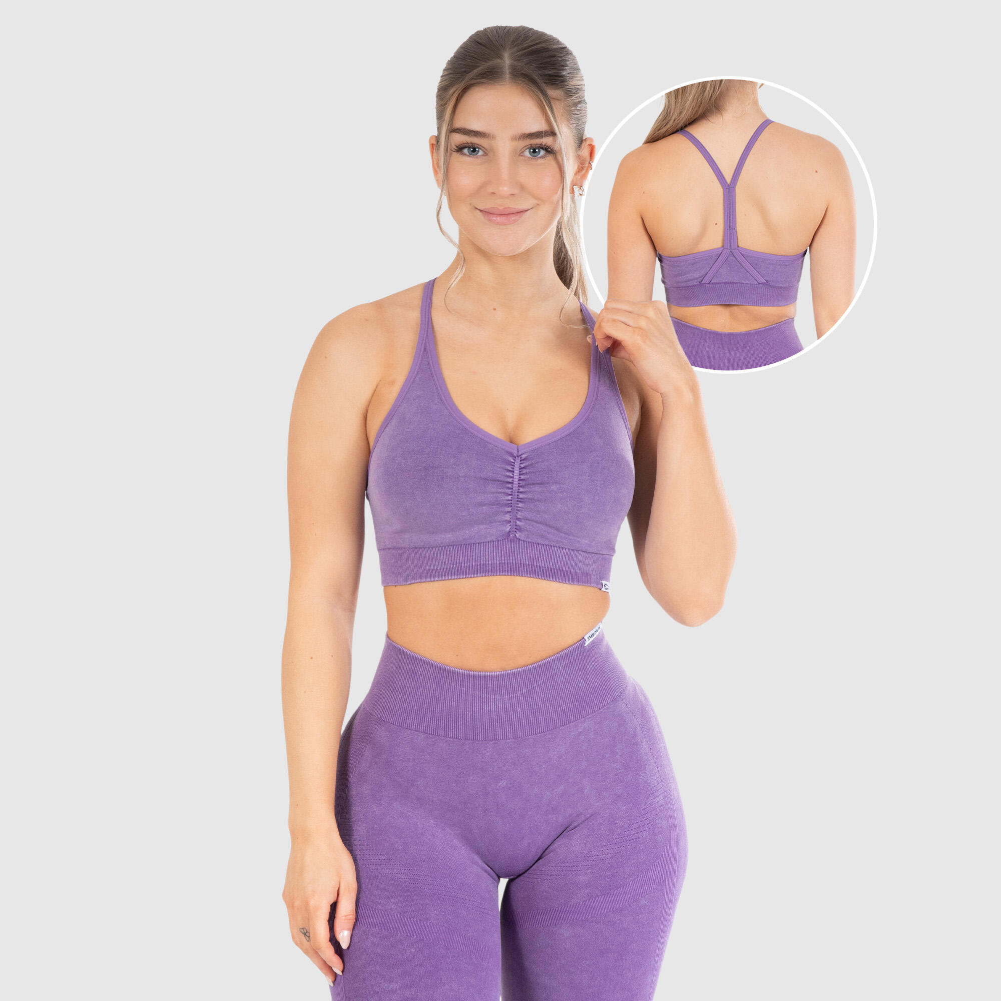 SMILODOX Damen Sport BH Batik Scrunch Lila
