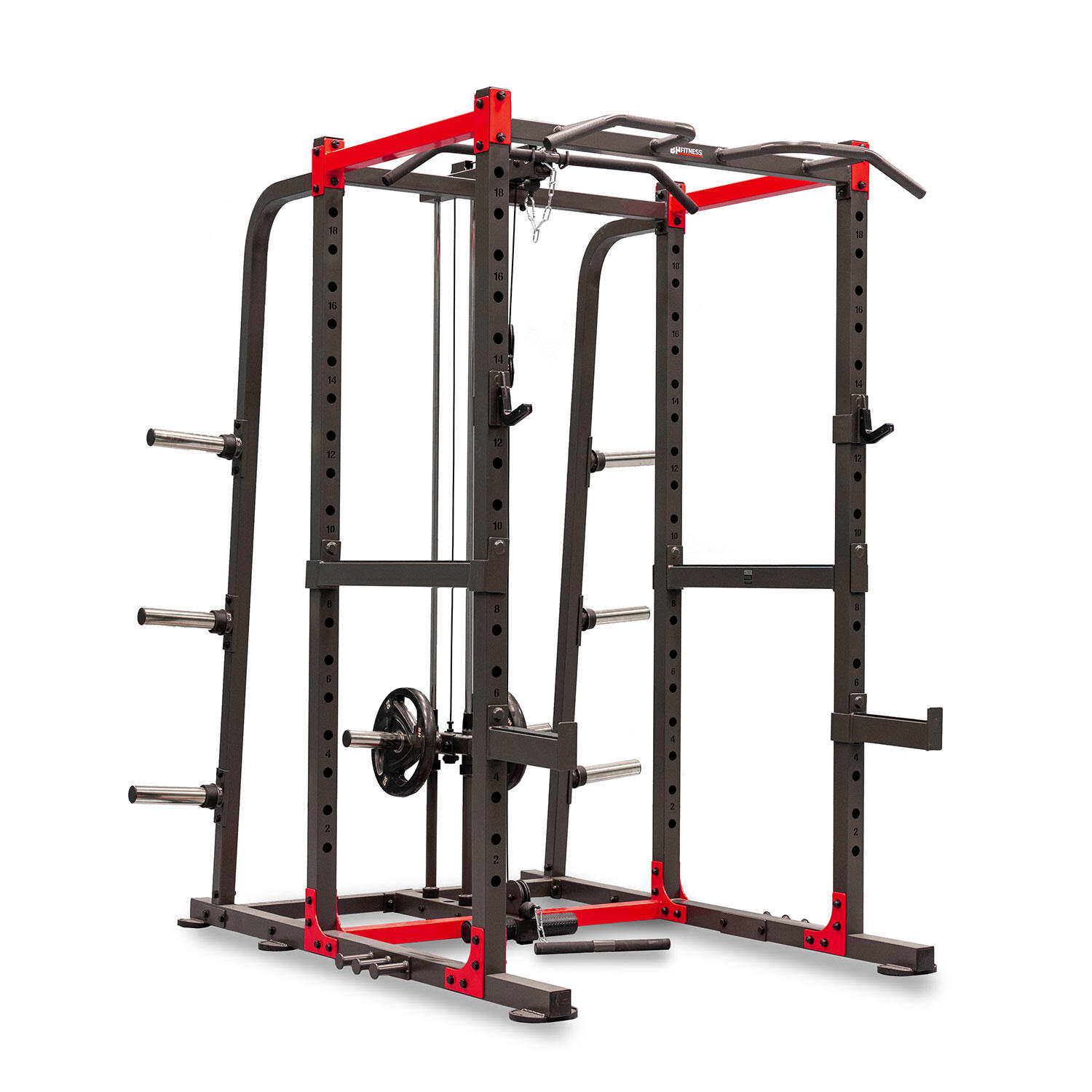 Bh Fitness - Rack De Musculation Pulley Cage G520 - Rack À Squat - Noir|rouge - Taille Unique - Decathlon