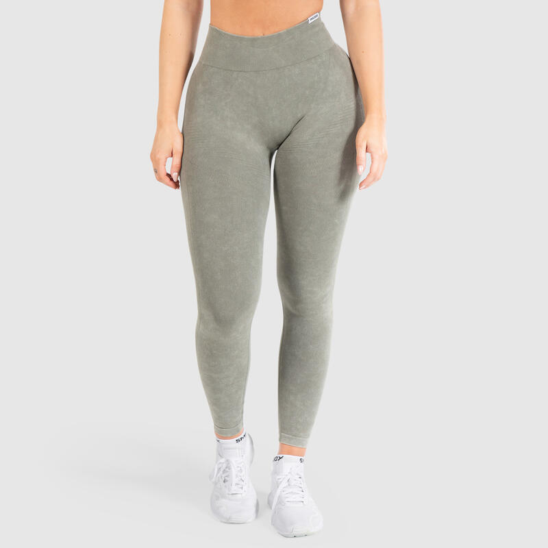 Damen Leggings Batik Scrunch Olive für Sport & Freizeit