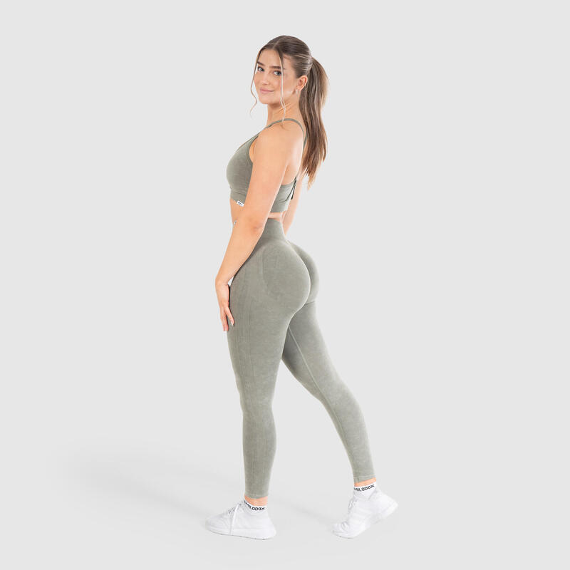 Damen Leggings Batik Scrunch Olive für Sport & Freizeit