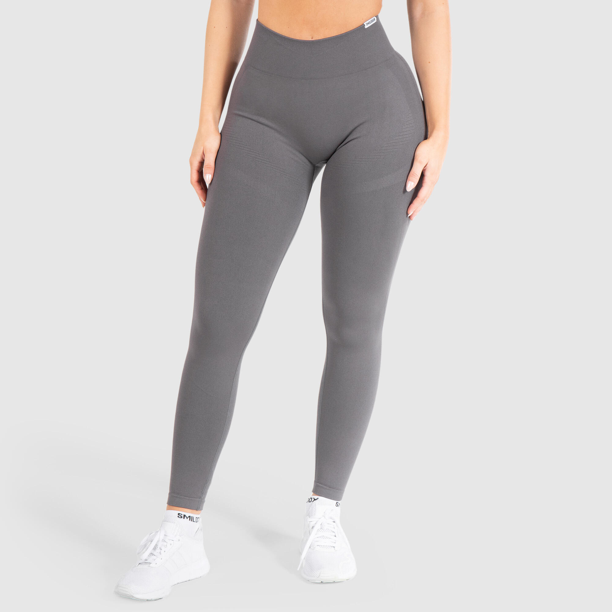 SMILODOX Damen Leggings Solid Scrunch Anthrazit