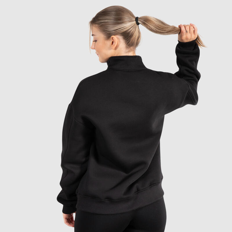 Damen Sweatshirt Half Zip Teresita Schwarz für Sport & Freizeit